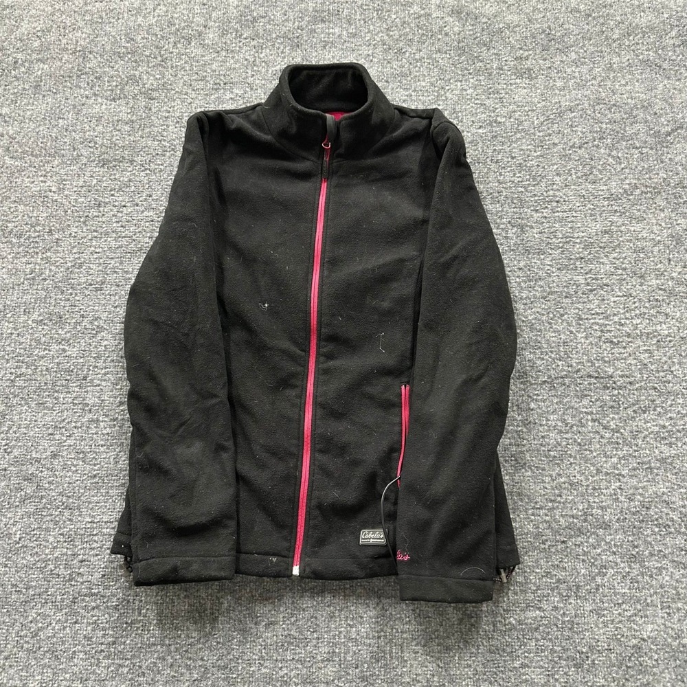 Cabela's Jacket Womens Size M Black Pink Fleece Gerbing Heated Liner Full Zip